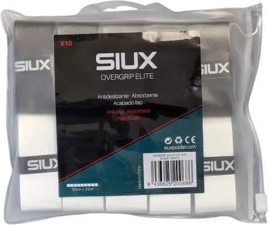 SIUX Elite Black/White Overgrips – 10 Pack