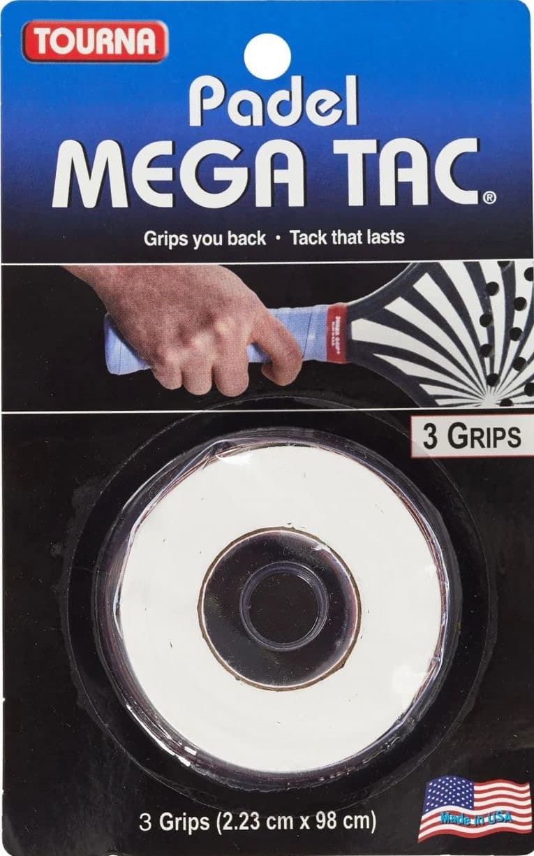 Handle wraps Tourna Padel Mega Tac White, ×3